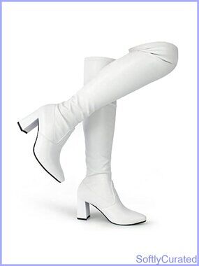 Thigh High Boots Pointy Toe High Heel Over The Knee PU Vegan Fall Comfort